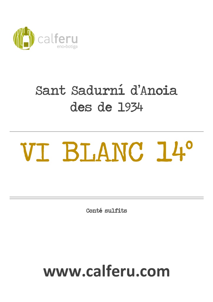 VINO BLANCO 14º A GRANEL