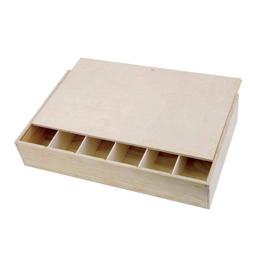 [39090] CAJA DE MADERA 6 BOT.