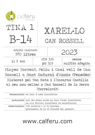 B15 VI BLANC XAREL·LO CAN ROSSELL A DOLL