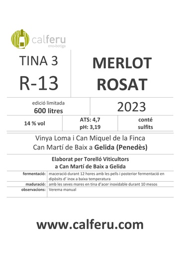 R13 VINO ROSADO MERLOT A GRANEL 2023