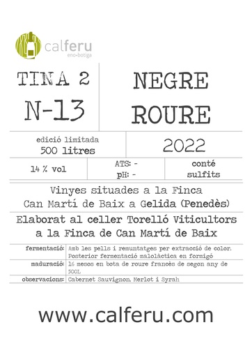 N13 VINO TINTO ROBLE 2022